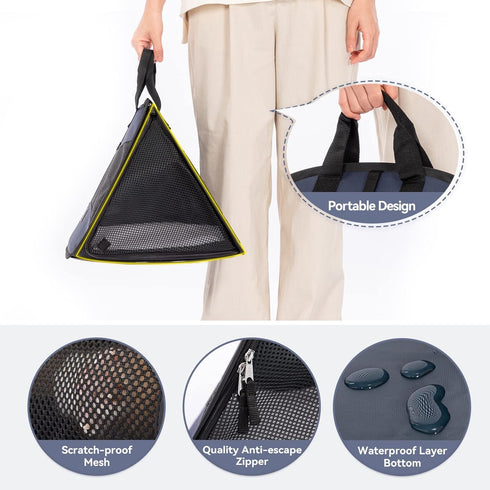A4Pet Cat Travel Carrier - Collapsible Airline Approved Bag with Zipper Lock and Removable Washable Mat for Indoor &