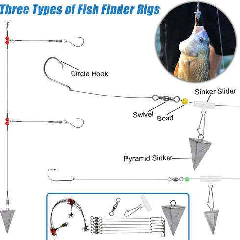 Saltwater Fishing Gear, 131pcs Surf Fishing Tackle Kit with Lures, Rigs, Sinker, Hooks, Accessories