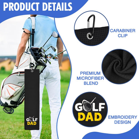 Hafhue Golf Dad Embroidered Golf Towel, Golf Accessories for Men, Birthday Gift for Dad, Retirement Gift for Golf Fan