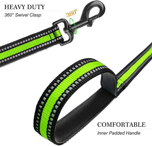Short Dog Leash,3 Sizes Nylon Short Traffic Leash with Padded Handle,Dog Short Training Leash with Highly Reflective Threads for Small Medium Large Dogs