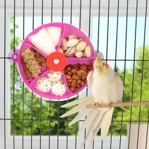 Bird Creative Foraging System Wheel, Seed Food Ball Rotate Training Toy for Small and Medium Parrots, Purple