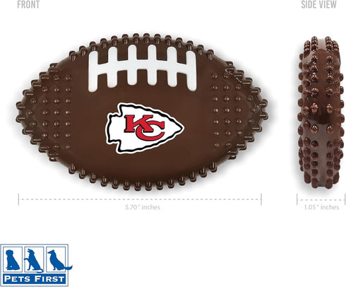 NFL Kansas City Chiefs Mega-chew Hard Nylon Bacon-flavored Dog Bone Football Chew Toy. Interactive Tasty Fun Dog Chew