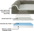 Furhaven Cooling Gel Dog Bed for Medium/Small Dogs, Removable Bolsters & Washable Cover, Two-Tone Plush Faux Fur, Dark