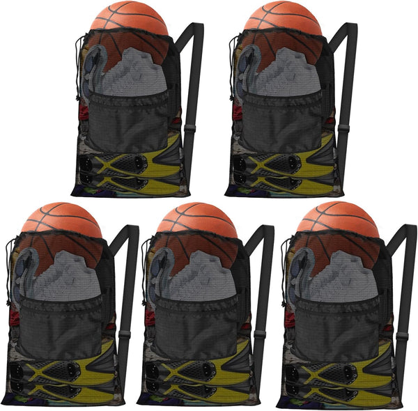 BROTOU Drawstring Bag Heavy Duty Mesh Bag Gym String Bag with Pocket