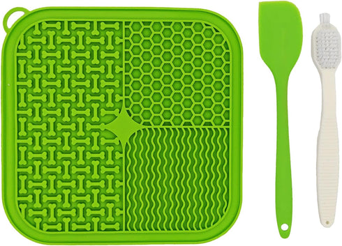 Dog Lick Mat - Slow Feeder Licking Mat with Suction Cups, Non-Slip Pad for Feeding and Training (Green)