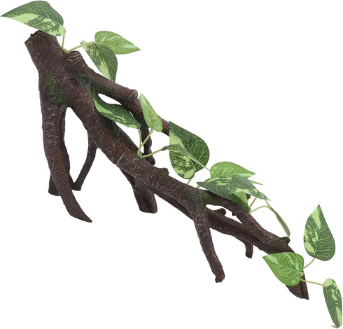 AQUA KT Reptile Climbing Branch Tree Trunk with Leaves for Lizard Bearded Dragon Snake Gecko Leopard Chameleon Frog