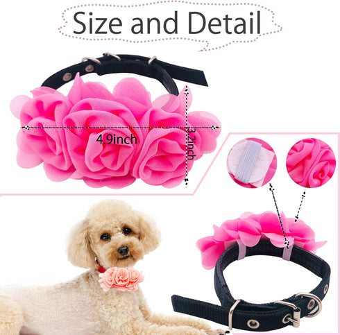 Dog Collar Charms with Large Flowers - 4, 6, or 20PCS Attachment for Small Medium Big Girl Cat Puppy Rabbit