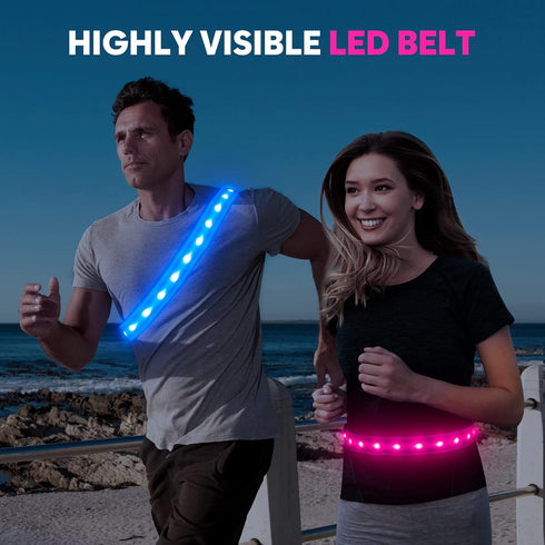 Higo LED Running Belt, Reflective Light Up Waistband for Night Running, Cycling, and Hiking