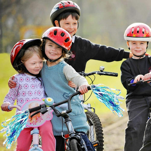 Kids Bike Bell and Streamers for Girls - 1 Pack Flower Bicycle Bell with 2 Pack Bike Streamers