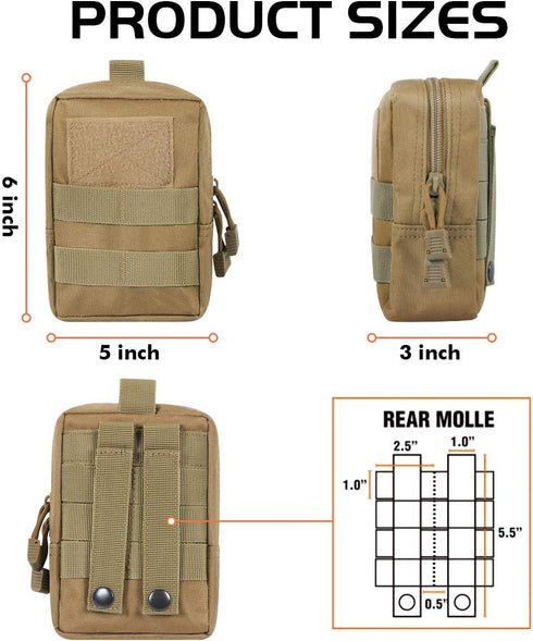 Gogoku 3 Pack Molle Pouch Combo - Tactical Water Bottle Holder - Compact Utility Waist Bag Pack