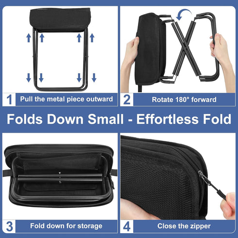 ChicRange Backpacking Portable Folding Camp Stool with Side Pocket, Lightweight Foldable Camping Stool for Adults