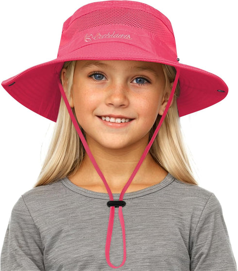 Outdoor Kids Sun Hat for Girls Boys, Breathable UPF 50+ Cap, Wide Brim Summer Beach Bucket Hat