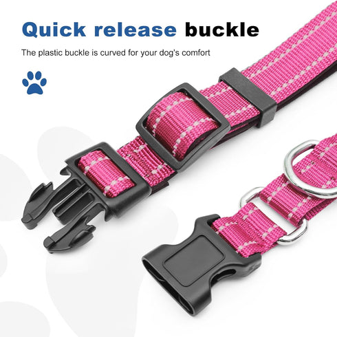 Reflective Martingale Dog Collars, Adjustable Soft Padded Breathable Nylon Pet Collar Suitable for Small Medium Large