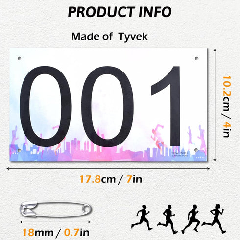 4"x7" 001-050) TRIWONDER Race Bibs Running Numbers with Safety Pins, Tyvek Large Numbers for Marathon Runners Events