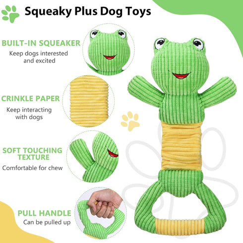 Dog Squeak Toys, Durable Plush Toy with Crinkle Paper, Interactive Chew Toys for Small, Medium, and Large Dogs