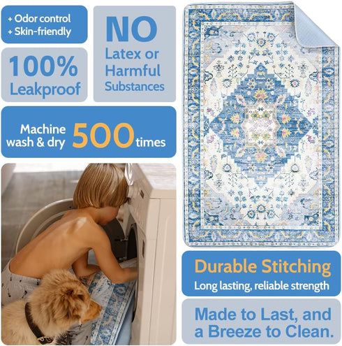 2 Pack 40"x26" Washable Pee Pads for Dogs, Reusable Puppy Training Pads Super Absorbent Waterproof Dog Training Pads
