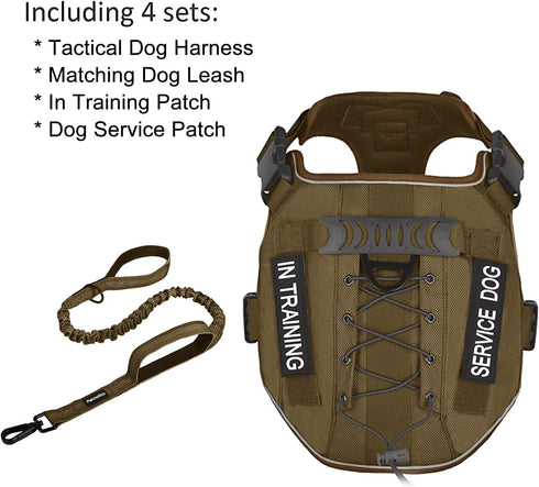 Petmolico Tactical Dog Harness with Leash, No Pull Harness for Medium Dogs, Hiking Training Military Service with