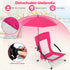 330lbs (1,Pink) GYMAX Beach Chair with Umbrella, Folding Low Beach Chairs with High Back, Adjustable Sunshade & Carry