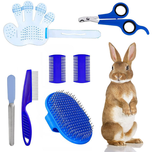 7-Piece Small Pet Grooming Kit with Brush, Nail Clippers, and Adjustable Strap