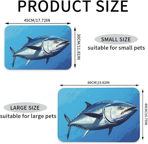 FNAMIQONRE Dog Food Mat Waterproof Anti-Slip Dog Bowl Mats for Food and Water Colorful Tuna Pet Feeding Mat Absorbent