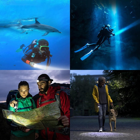Scuba Diving Flashlight, 10000 Lumen IPX8 Waterproof Snorkeling Light, Rechargeable with 3 Modes