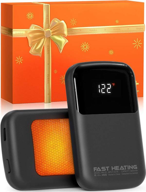 Rechargeable Hand Warmers 6400mAh with Temp & Battery Display, Pocket Electric Heater Gift for Men & Women, Travel Use