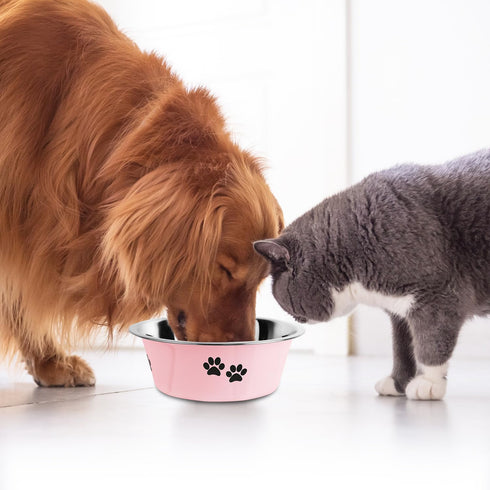 Stainless Steel Dog Bowls, Pink 8.5 Cups/71 OZ No Spill Proof Skid Insulated Bowls for Large Medium Small Breed Dogs