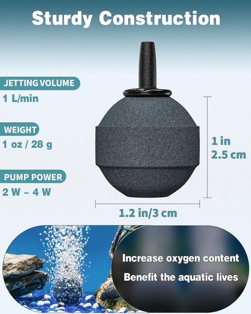 Pawfly 1.2 Inch Air Stone Ball Bubble Diffuser for Fish Tanks, Koi Ponds, and Small Buckets, 6 Pack