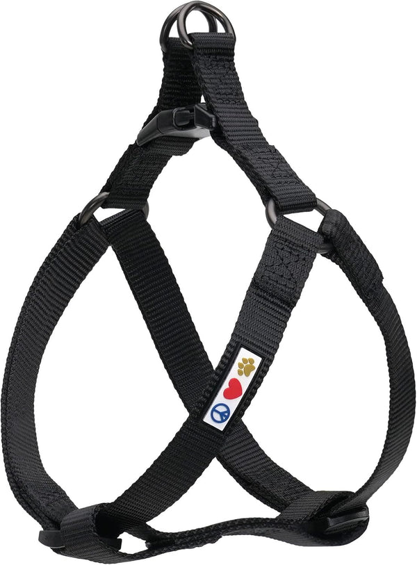 Pawtitas Solid Color Step-in Dog Harness or Vest, Dog Training Walking Harness for Medium Dogs, Black Dog Harness