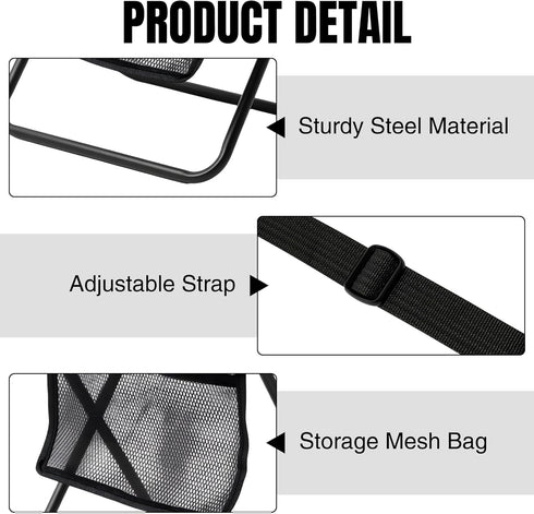 GQIRIL (11 9.1 Inch) Pocket Chair Folding for Adult - Foldable Handbag Camping Stool for Travel Fishing Hiking Queue Up