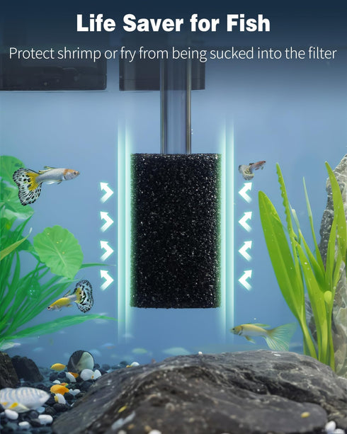 Pawfly 6 Pack Pre-Filter Sponge for Aquarium Filter, 1" Intake Sponge Foam Roll for Small Fish Tank