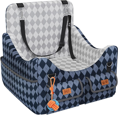 COZEER Dog Car Seat for Small/Medium Dogs up to 35lbs, 4-Pocket Storage Memory