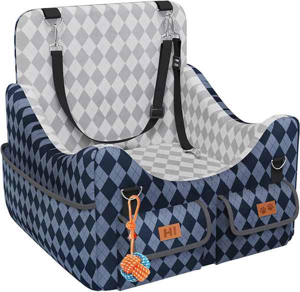 COZEER Dog Car Seat for Small/Medium Dogs up to 35lbs, 4-Pocket Storage Memory