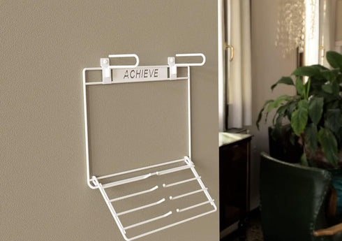 2-in-1 12 40+ Performore Wall-Mount Medal & Bib Display Rack | Metal Steel Organizer Rack with Clear Bib Pockets, Hooks