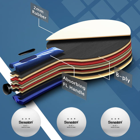 Senston Ping Pong Paddles, Premium Table Tennis Racket Set of 2 with 3 Balls for Indoor/Outdoor Play