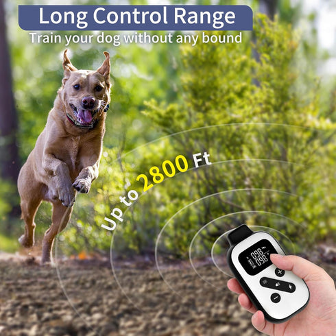 PetJoy Bark Collar with Remote, Shock and Training Collar Combo for Large Dogs, Auto Bark Collar with 2800 Ft Range