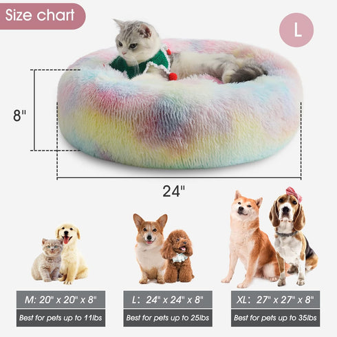 WESTERN HOME WH Calming Dog & Cat Bed, Anti-Anxiety Donut Cuddler, Soft Round Bed for Small Medium Dogs and Cats