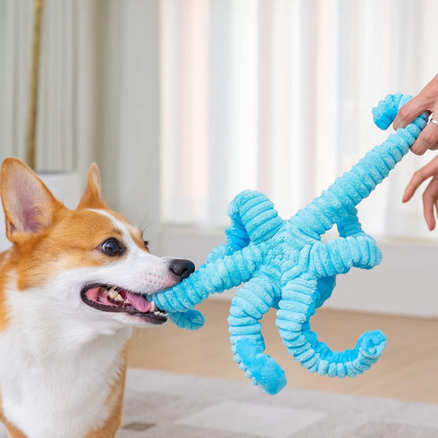 Indestructible Dog Toys for Aggressive Chewers, Octopus Tug of War Stuffed Chew Toys for Large and Small Dogs