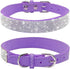 Rhinestone Dog Collar, Cute Dazzling Soft Suede Leather Collar for Pet Dog Puppy (Purple, L fit Neck 38-46 cm)