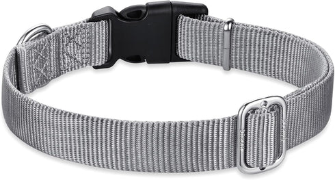 Hyhug Pets Heavy Duty Basic Collar for Large Breeds Dogs, Unique Design Adjustment Triglide Slide, Sleet Gray