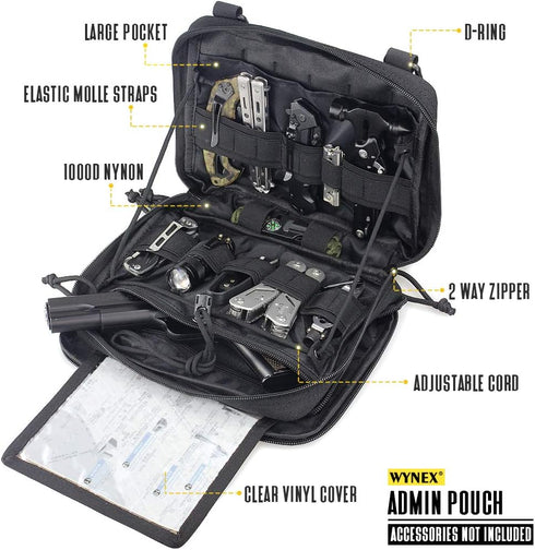 Pack WYNEX Tactical Molle Admin Pouch of Double Layer Design, Admin Pouches Molle Attachment Military Medical EMT
