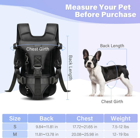 YUDODO Adjustable Pet Dog Front Carrier Backpack for Small Medium Dogs Cats, Easy-Fit Travel Backpack for Hiking