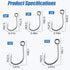 60pcs/Box #4#2# 1# 1/0 2/0 Fishing Inline Single Hooks - Single Replacement Hooks for Fishing Baits Lures Plugs Large
