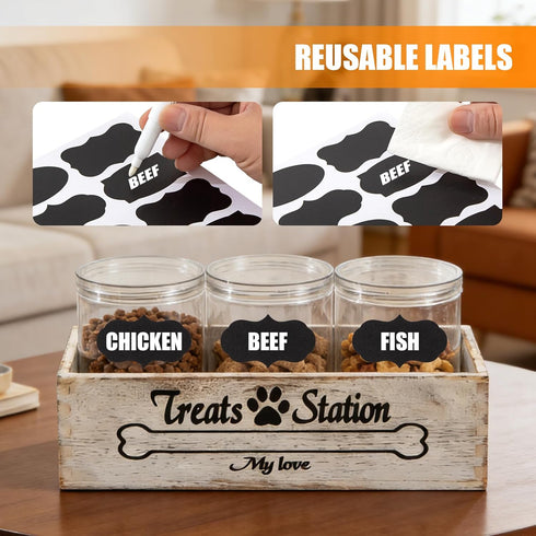 3 Countertop Dog Food Storage Container Pet Treat Organizers with Jars Dog Stuff Dog Treat Container for Farmhouse