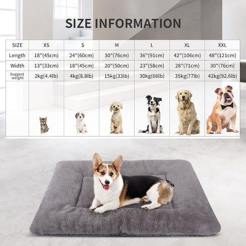 Reversible Dog Bed Mat with Plush and Corn Velvet, Soft Warm Pet Cushion, Washable Sleeping Mattress Bed for Small