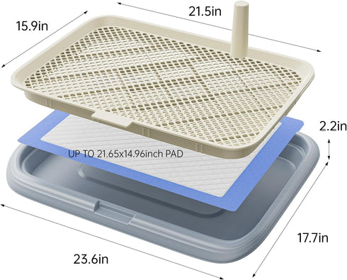 KOLA PANDA 23.6"x17.68" Dog Potty Tray, Indoor Pet Pee Pad Holder,Puppy Training Holder,Bathroom Dog Litter Box, Pet
