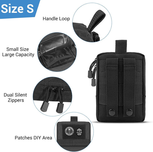 FUNANASUN 2 Pack Tactical Molle Pouches, Compact Water-Resistant EDC Pouch, Small Molle Bag