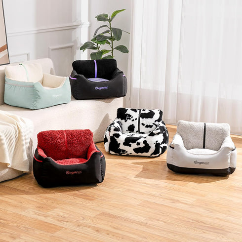 25 lbs, BurgeonNest Dog Car Seat for Small Dogs, Detachable and Washable Cat Carseats Under Soft Pet Booster Seats