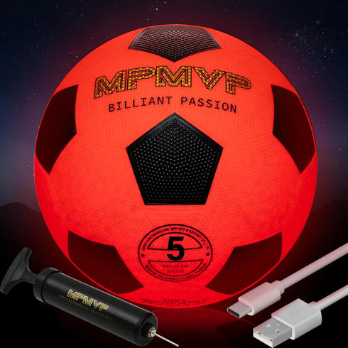 Rechargeable Light Up Soccer Ball - Size 5, Glowing Red