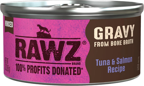 (3 (Pack 18), Rawz Natural Premium Minced Canned Cat Food in Gravy from Bone Broth - Made with Real Meat Ingredients No